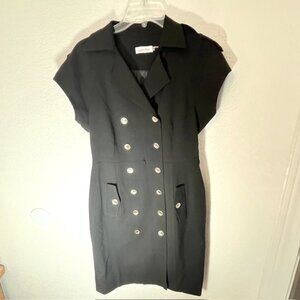 Calvin Klein Black Military Style Double Breasted Shirt Dress- Size 6